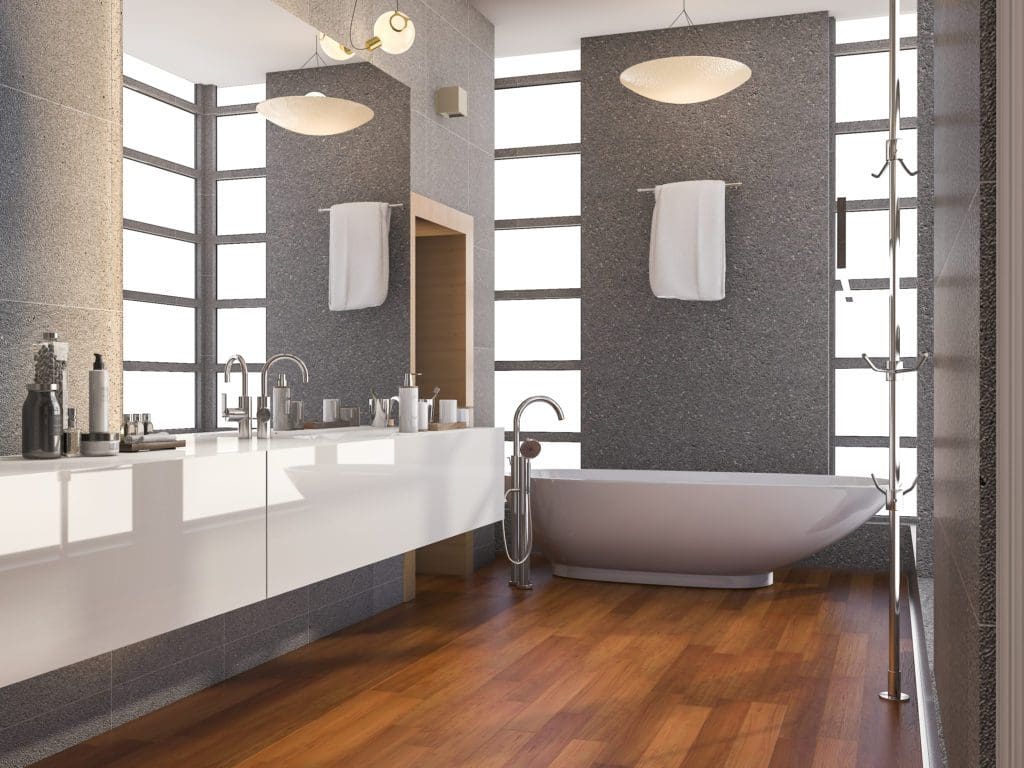 Salle de bain moderne et design avec baignoire ilot